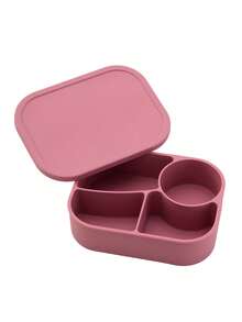 1pc Personalized Customization Name Baby Silicone Bento Box 4-Compartment Baby Lunch Container Meal Box Baby Boys Girls Feeding Tableware - Multicolor - View 12