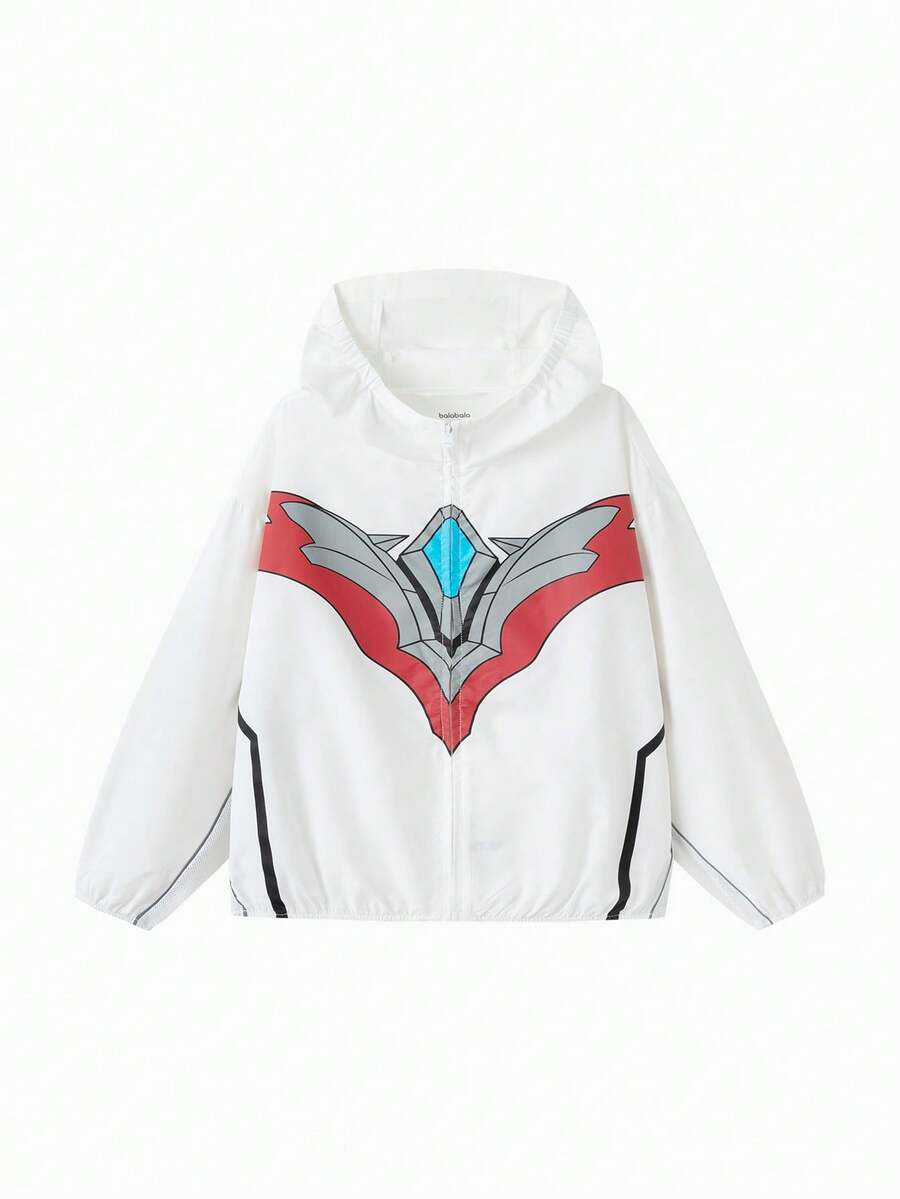 Balabala Ultraman Boys UPF50+ Sun Protection Jacket Cooling Hooded Coat - White Tone - View 1
