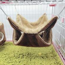 1pc Soft Coral Fleece Dual-Color Anti-Bite Chain Small Pet Double-Layer Warm Hammock, Suitable For Hamsters, Sugar Gliders, Squirrels And Other Small Climbing Pets For Resting And Sleeping, Detachable And Washable, Multiple Colors And Sizes Available, Suitable For Autumn And Winter Seasons. - A - View 8