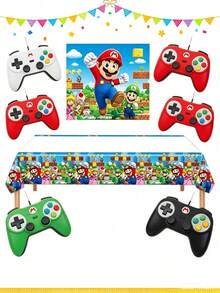 asmodee Mario Party Tablecloth, Waterproof And Oil-Resistant Dining Table Cover, High-Definition Pattern For Kids Birthday Parties And Themed Events - Multicolor - View 4