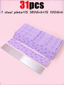 31/11/1pc Replaceable Wide Nail File Set, Cute Butterfly Pattern Nail Buffer Strips, Stainless Steel Material, 100/180 Grit Professional Sandpaper, Suitable For Removing Acrylic Nails And Extending Nails, Nail Polishing, Shaping, Salon And Home Use, Perfect For Pedicure And Manicure Tools - Mauve Purple - View 8