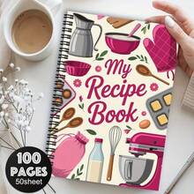 1 pieza Cuaderno espiral divertido de recetas, Colecciona tus recetas favoritas, Manual de recetas colorido, Libro de notas de cocina, Planificador de recetas saludables (Unisex), Libro de planificación de recetas familiares, Registros de cocina, Registros de horneado - D - Ver 3