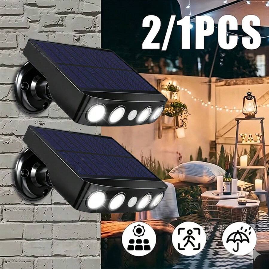 2/1pc Outdoor Solar Ultra-Bright Wall Lamp - Smart Sensor With IP65 Water Resistance, 3 Adjustable Lighting Modes, 2000LM, 180° Ultra-Wide Angle Lighting. Suitable For Garden, Porch, Patio, Garage, And Garden Lighting. The Perfect Gift For Friends. - 戶外壁燈 - 查看 1