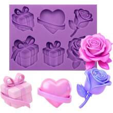 - Molde de silicona para caja de regalo, diseo de corazn, rosa, molde de chocolate morado, 4.41x 3.27 pulgadas, molde para hornear sin BPA para fundicin de resina, arcilla, manualidades - Morado (YL024) - Ver 1