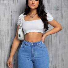 xuehuamaoyi02  Shorts de mezclilla casuales lisos para mujer para uso diario - Lavado ligero - Ver 6