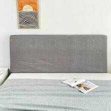 1pc Solid Color Skin-Friendly Washable Headboard Cover, Embossed Craft, Waterproof Stain-Resistant Dirt-Proof, Flat Headboard Cover, 1pc, Headboard Cover, Easy To Clean, Simple And Elegant Bedside Cover, Convenient For Year-Round Use - Light Grey - View 4