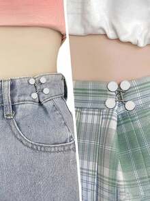 2/4/6/8Sets Nail-Free Metal Jeans Button Snaps Detachable Pants Clips Buttons Pins DIY Waist Tightener Clothing Buckles Sewing Tools - Multicolor - View 6