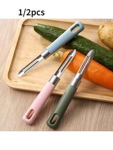 1/2pcs Fruit & Potato Peeler, Kitchen Peeling Knife With Ergonomic Non-Slip Handle And Sharp Blade, Suitable For Home And Commercial Use - Multicolor - View 1