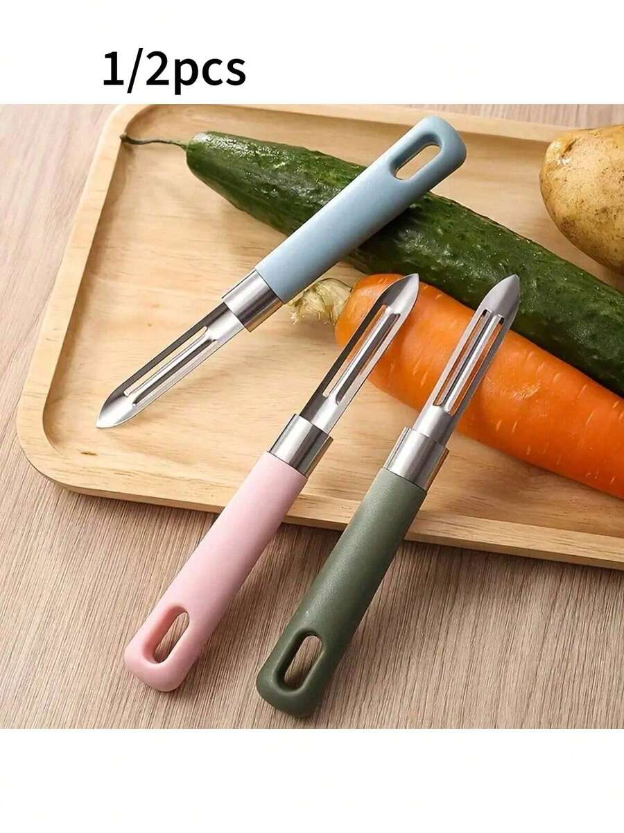 1/2pcs Fruit & Potato Peeler, Kitchen Peeling Knife With Ergonomic Non-Slip Handle And Sharp Blade, Suitable For Home And Commercial Use - Multicolor - View 1