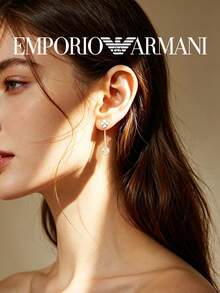 Armani 四葉草系列 925 純銀女款吊墜耳環，型號 EG3652221 - 玫瑰金 - 查看 6