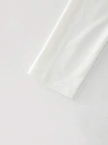 女款優雅對比色滾邊設計極簡通勤上衣，春秋白色休閒款 - 白色 - 查看 6