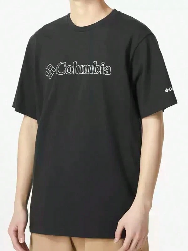 Columbia 男士戶外休閒透氣吸濕排汗快乾圓領T恤 - 黑色 - 查看 1