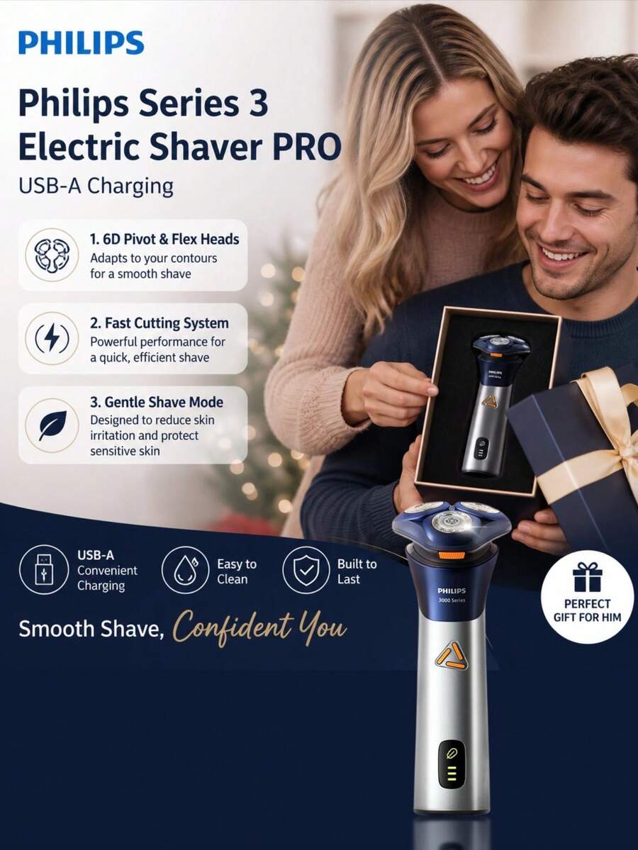 PHILIPS 飛利浦 Cyclone 系列 3 電動刮鬍機 PRO,USB-A 充電 - 彩色 - 查看 1