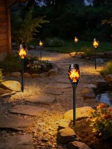 Realistic Flickering Flame Solar Lights, 2/6/10 Pcs LED Torch Style Lamps, Creative Landscape Decor Lights, Works As Underwater And Path Lights, Great For Patio, Lawn, Walkway, Yard And Backyard Outdoor Decoration - Warm Light - View 7