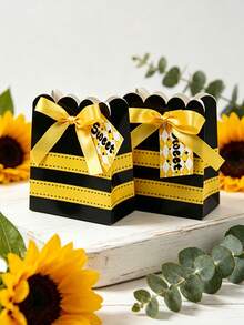 1set Black And Yellow Striped Bee Candy Gift Box Set, Outdoor Wedding Favors, Wedding Seat Decoration Ornaments, Wedding Party Packaging Boxes, Summer Party Candy Storage Boxes, Baby Shower Favor Bags, Anniversary Celebration Small Gifts, Table Centerpiece Decorations, Gift Packaging Bags, Holiday Party Decorations - Multicolor - View 8