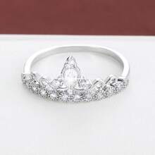 1pc Elegant Crown Design Cubic Zirconia Inlaid Women's Ring - Multicolor - View 2