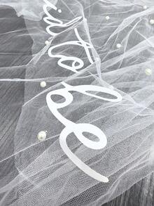 1pc Bachelorette Party Bridal Veil | Double Layer White Letter Veil With Comb, Photo Prop, Romantic Style - Multicolor - View 6