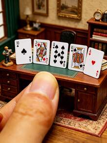54pcs Mini Creative Playing Card Model Set, Decorations, Travel Game, Small Playing Cards, Suitable For Novelty Party Games And Gifts, Playing Card Accessories, Handmade, Novelty Party Games - Multicolor - 54PCS - View 5