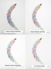 1pc Kids Colorful Synthetic Ponytail Hair Extension, 24 Inch Long Ponytail, Suitable For Girls Halloween Christmas - Multicolor - View 9