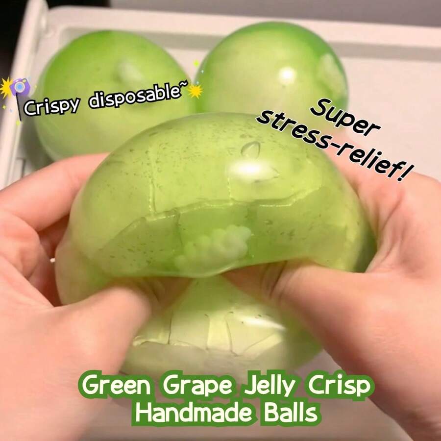 1pc Green Grape-Shaped Squeeze Ball, Cute Jumbo Stress Relief Fidget Toy For Adults, Fun Desktop Decompression Toy, Party Favor & Gift Idea
