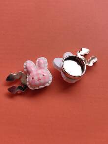 1PC/2PCS 3D Cute Cartoon Pattern Button Covers, Shirts Button Cover Clip On Button Covers Fashion Crystal Cufflinks Cover - Pink - View 5