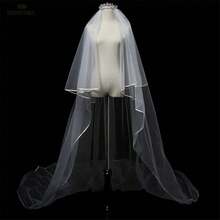 Women's Floor-Length Extra Long Train Veil, White Hemmed Tulle Bridal Veil, Suitable For Wedding Banquet, Performance, Party, Cosplay Decoration, Travel Photography Prop, Elegant Vintage Style, 300 Cm Length, Ethereal Mori Style Train Veil - White - View 6