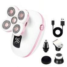 CGECGE Electric Shaver, Electric Bald Head Shaver, Rotary Shaver, IPX6 Waterproof, Wet And Dry Use, Easy To Clean, Contour To The Face, Floating Head, Screen Display, Type-C Charging, Underarm, Leg, Arm, Body Hair Removal Tool, Holiday Gift. - 粉紅白色套裝 - 查看 10