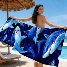 1pc Realistic 3D Dolphin Print Microfiber Beach Towel, Quick Dry Sand Resistant Super Absorbent Swimming Towel, Large Rectangle Beach Blanket For Summer Vacation Pool Travel Camping Bath Use - Multicolor - View 8