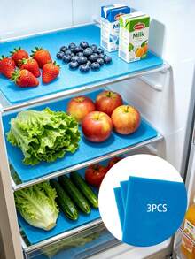 3PCS Blue/Green Refrigerator Drawer Liners, Prolong The Freshness Of Fruits And Vegetables Fridge Cooling Shelf Extenders, Kitchen Organization Tools For Refrigerators, Anti-Mold Filter Mesh Nets As Household Kitchen Utensils - 3pcs - View 1