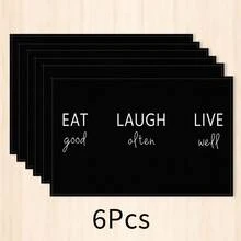 1pc Life Text Placemat, Breakfast Placemat, Coffee Mat, Coaster Set, Bowl & Plate Mat, Home Decor, Kitchen Accessories, Easy To Clean Placemat, Suitable For Home, Kitchen & Dining Table Decor, Holiday Gift, Multi-Piece Combination Pack, Linen Placemat - Multicolor - View 15