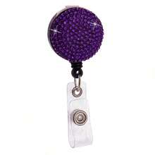1pc Colorful Rhinestone Retractable ID Badge Reel, Adjustable Length, Hard Shell ID Card Holder Keychain Suitable For Metro Card, ID Card, Work Badge, Student ID, Exhibition Badge, Event Pass - Clay With Diamonds - View 33