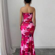 Vestido largo de tirantes con estampado floral elegante para mujer - Multicolor - Ver 3