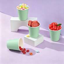 50/40/30/25/20/10/5pcs Paper Cups, Party Cups, Sage Green Paper Cups, Cold Drink Cups And Coffee Cups, Party Drinkware, Suitable For Birthday Parties, Weddings, Mother's Day - Light Green - View 11