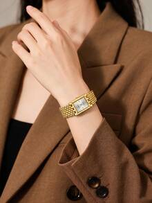 1pc Women's Minimalist Fashion Business Quartz Wrist Watch With Roman Numeral Scale, Suitable For Daily Wear - White - View 6