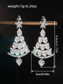 1 Pair Elegant Cubic Zirconia Earrings, Designed For Women, Suitable For Wedding, Engagement, Anniversary Party, Valentine's Day Gift - 1# - View 8