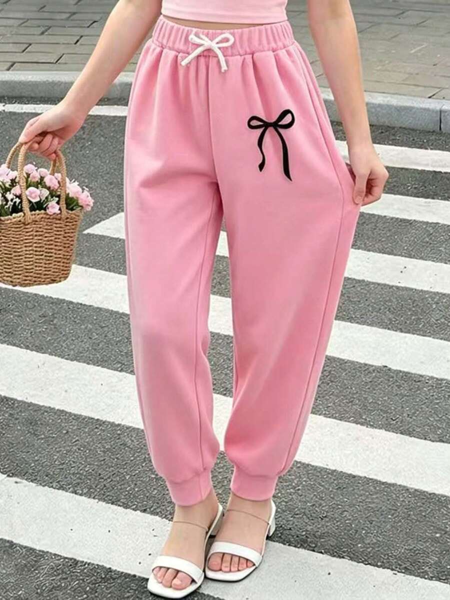 3pcs/Set Tween Girls' Cartoon Print Sports Pants - Multicolor - View 1