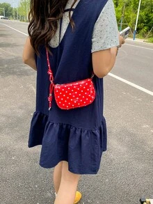 Polka Dot Mini Small Bag Women's New Style Exquisite Compact Fashionable Versatile Crossbody Bag - Red - View 10