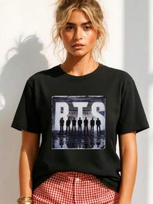 BTS2026 T Shirt Unisex Nero Retrò Moda Casual Stile 5gAC57v4ShhAsqAVbs2lG Idea Regalo Primavera Estate Outfit Fashion Shopping - nero - Visualizzare 2