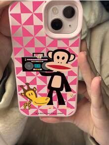 官方授權 Paul Frank 液態矽膠手機殼，全方位防摔相機保護，卡通猴子、長頸鹿、音樂播放器與三角形拼接圖案，新款適用 11/12/13/14/15/16/17/18 Pro Max 系列手機保護殼，節日禮物，日常通勤，日常防摔高吸引力款式 - 彩色 - 查看 6