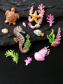 2件組海洋世界美甲雕刻矽膠模具 海洋生物魚類海馬海星珊瑚美甲模板 夏季水下美甲設計印花板 DIY美甲工具 - 無色 - 查看 5