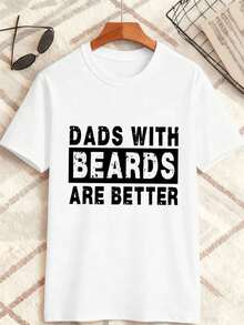 T-Shirt With Graphic Print "Bearded Dad" – High-Quality Fabric, Street Hip-Hop Style, Comfortable, Durable, Unique Graphic Print - White - View 2