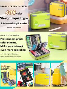 GuangNa Classic 24 Colors - 408 Colors Acrylic Paint Markers, Straight Liquid Soft Tip Markers, Multiple Mixing Color Sets, First Day Of School - Multicolor - View 3