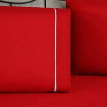 400 Thread Count Sheet Set, 2 And 3 Pieces, Luxury Hemstitch, Single, Double, Queen, King, High Quality - RED - View 3