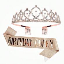 2pcs/Set Birthday Queen Sash Ribbon And Tiara For Women Including Birthday Crown, Sash Ribbon Candles And Cake Topper, Birthday Gifts For Happy Birthday Party Favor Supplies Suitable For Any Age,Christmas - Queen - View 13