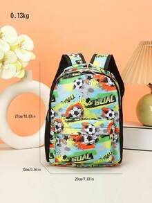 Mochila de excavadora de dibujos animados linda y de moda con estampado de patrón aleatorio - fútbol americano - Ver 3