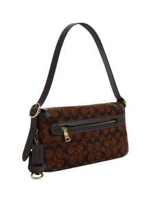 Coach Etta 25 Monogram Hobo Flap Bag Women's Shoulder Bag Crossbody Bag With Adjustable Strap - Dark Brown - View 7