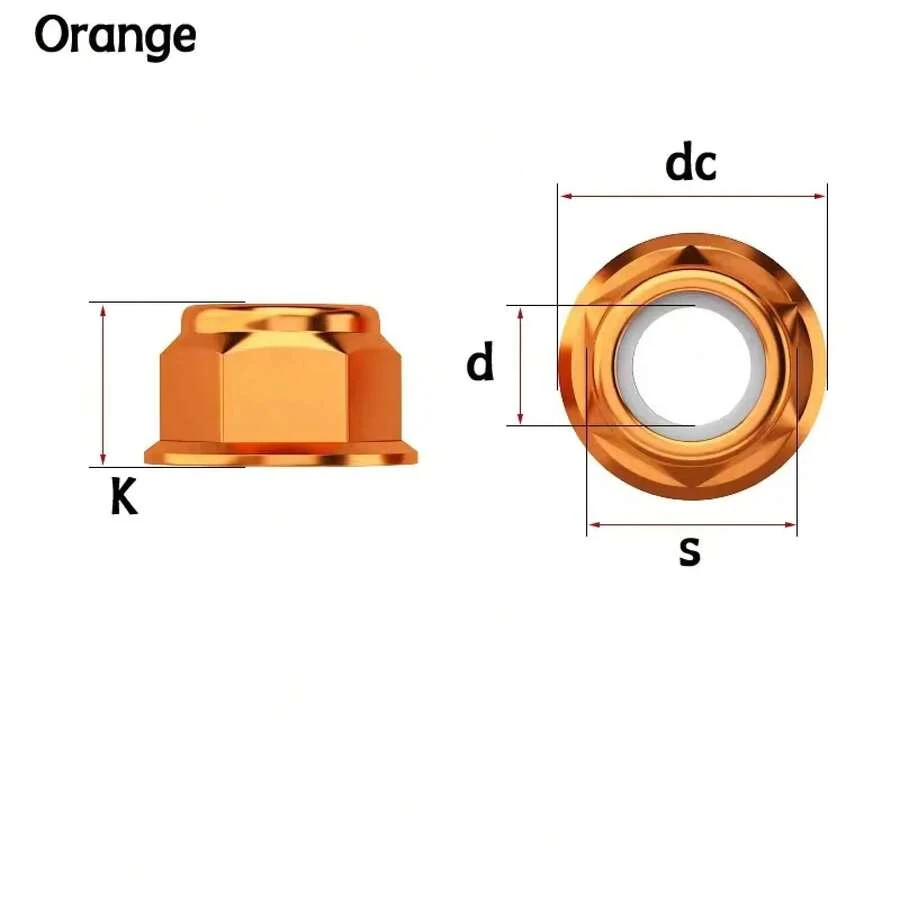 Tuercas de de Aluminio con Inserto de Nylon, Color Anodizado, M2 M2.5 M3 M4 M5 M6 M8 para Drones de Carreras RC FPV - naranja - Ver 1