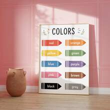 1pc Frameless Colorful Educational Poster, Printable Wall Art For Education, Colorful Charts, Children's Educational Wall Decor, Classroom Decoration, Home Teaching Print, Aesthetic Apartment, Back-To-School Season, Dorm Essentials - Crayon - View 1
