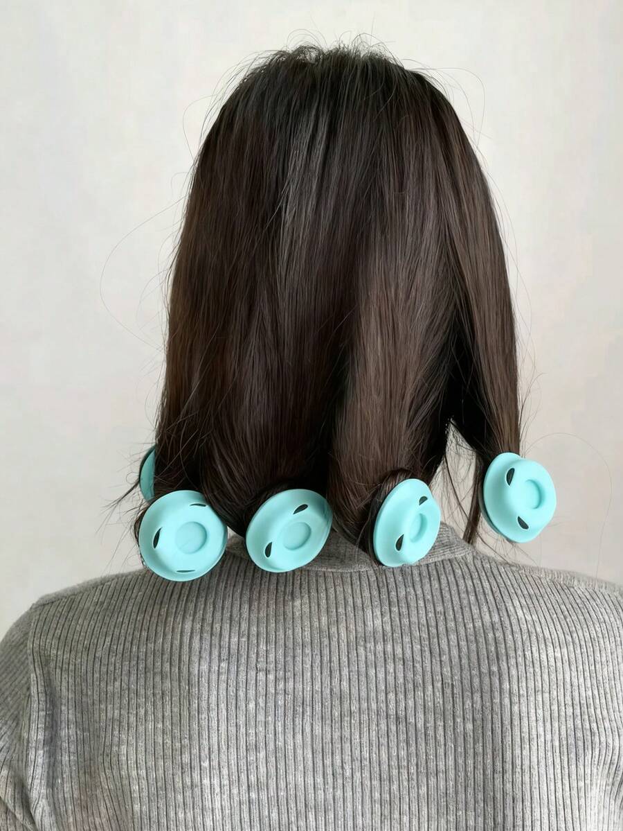 6 buah alat pengeriting rambut untuk penggunaan di rumah, DIY gaya rambut keriting alami yang kreatif, alat penata rambut silikon warna solid, gaya baru untuk semua musim. - MultiWarna - View 1