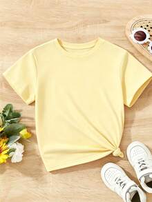 Mujer camiseta casual con estampado de personaje animado, tela suave, diseño holgado, cuello redondo, manga corta, primavera‑verano, uso diario, playera, chic. - Amarillo - Ver 4